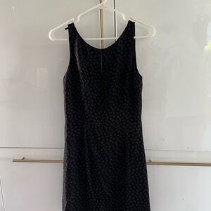 Ann Taylor Black Patterned Midi Dress